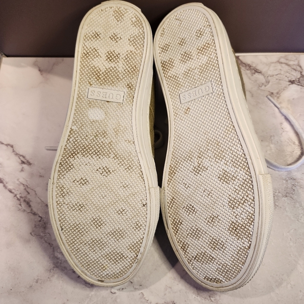 GUESS Size 6.5 Metallic Gold Bling Sneakers - Picture 7 of 7
